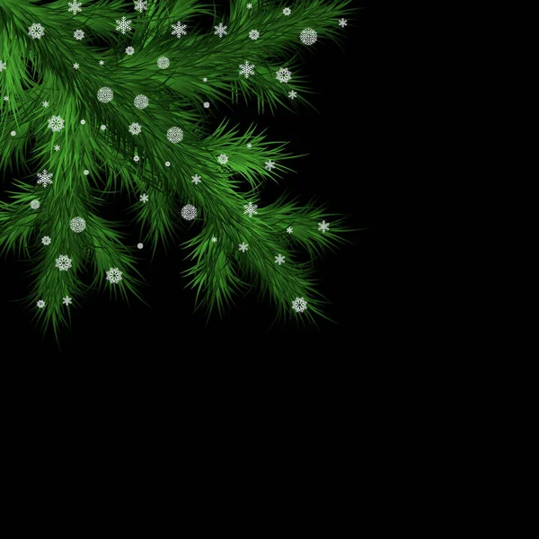 Гілка Ялинки Сніжинками Різдвяний Фон Новорічна Листівка Векторні Ілюстрації — стоковий вектор
