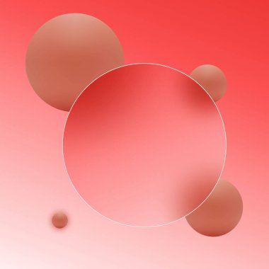 Soyut bileşim kırmızı eğimli küreler ve yüzen daireler.