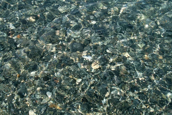Gros Plan Cailloux Multicolores Dans Eau Mer Transparente — Photo