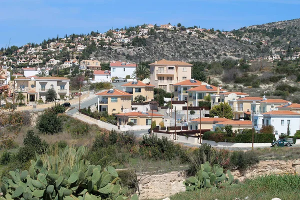 Panoramatický Pohled Středomořské Vesnice Jarní Slunečný Den — Stock fotografie