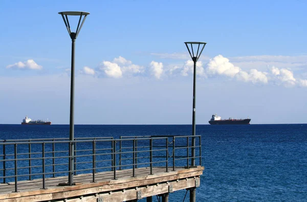 Limassol Siprus November 2018 Pemandangan Laut Mediterania Dari Promenade Molos — Stok Foto