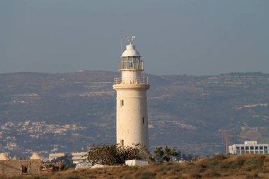 Pafos, Kıbrıs, 23 Mayıs 2015: Paphos deniz feneri görünümünü