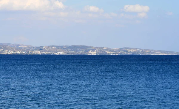 Vista Panorâmica Mar Mediterrâneo Litoral Limassol Novembro — Fotografia de Stock