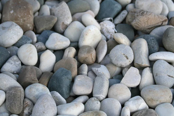 Oblázky Různých Tvarů Velikostí Barev Textur Pláži Petra Tou Romiou — Stock fotografie