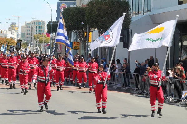 Limassol Chypre Mars 2019 Équipe Nationale Secours Marche Long Avenue — Photo