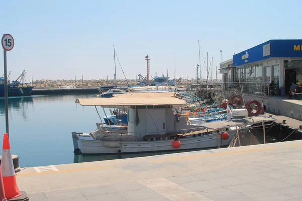 Limassol Chipre Março 2019 Vista Porto Antigo Com Barcos Pesca — Fotografia de Stock