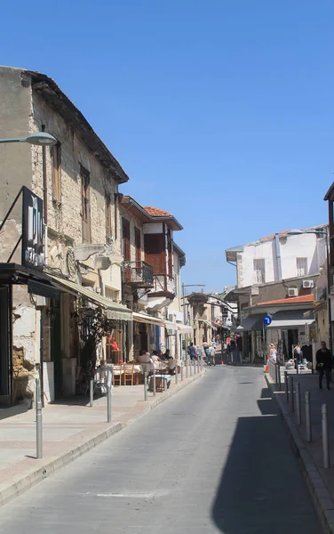 Лімассол Кіпр Квітня 2019 Вузька Вулиця Старому Місті Традиційними Будинками — стокове фото