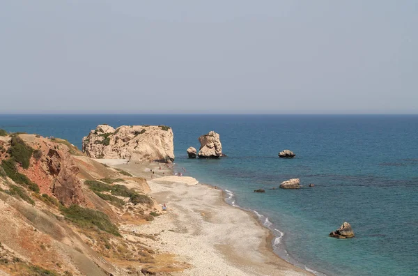 Vista Panorâmica Mar Mediterrâneo Das Rochas Brancas Praia Famoso Local — Fotografia de Stock