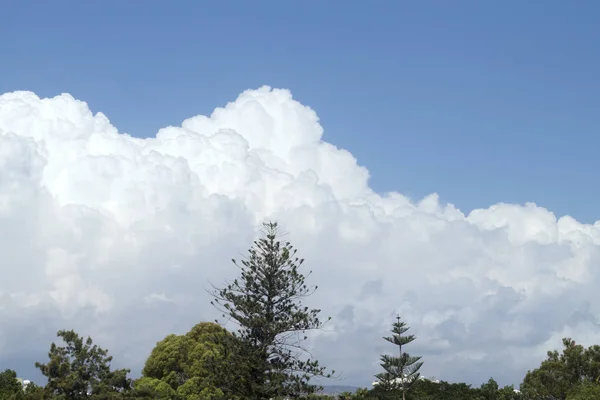 Weiße Und Graue Geschwollene Wolken Strahlend Blauen Himmel Über Den — Stockfoto