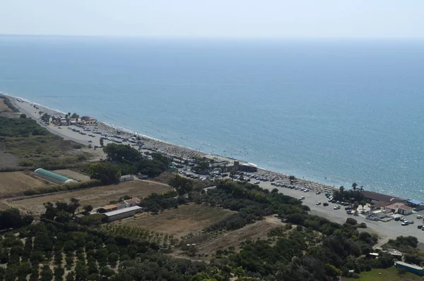 Panorama Praia Kourion Limassol Chipre Com Paisagem Verde Costa Mar — Fotografia de Stock