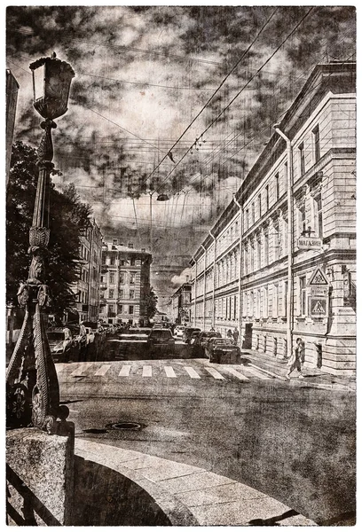 Vintage Petersburg Vykort Och Affischer Vykort Petersburg Utsikt Affisch Bild — Stockfoto