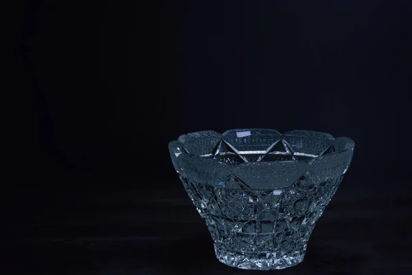 Cuenco Cristal Sobre Fondo Negro — Foto de Stock