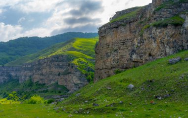 Yazın dağlarda kayalar ve ovalar