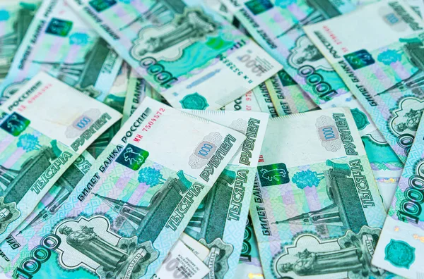 Russisch Geld Een Houten Achtergrond — Stockfoto