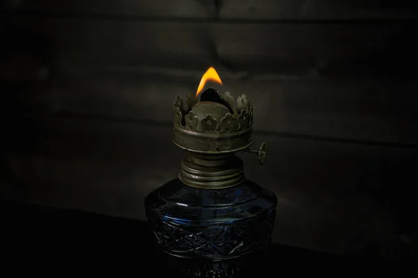 Stoppino Bruciatura Una Lampada Cherosene — Foto Stock