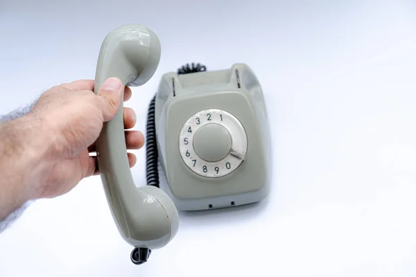 Telefone Disco Velho Fundo Branco — Fotografia de Stock
