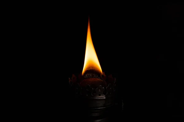 Brennender Docht Dunkeln — Stockfoto
