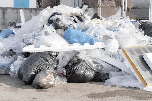 A large amount of rubbish piled up