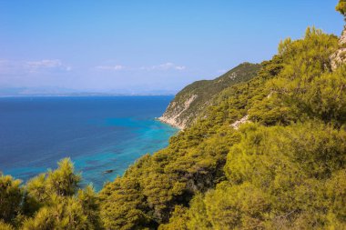 Batı Sahili Lefkada Adası, Yunanistan, Avrupa'nın muhteşem manzarası. Doğa kavramı arka plan güzelliği.