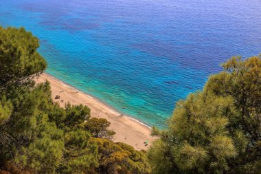 Batı Sahili Lefkada Adası, Yunanistan, Avrupa'nın muhteşem manzarası. Doğa kavramı arka plan güzelliği.