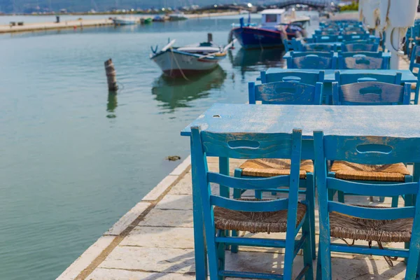 Lefkada Şehirde Iyon Island Yunanistan Deniz Kenarında Geleneksel Lokali Restoran — Stok fotoğraf