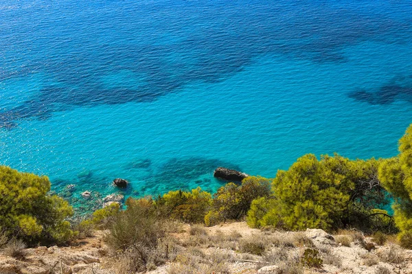 Vista Incrível Costa Oeste Ilha Lefkada Grécia — Fotografia de Stock