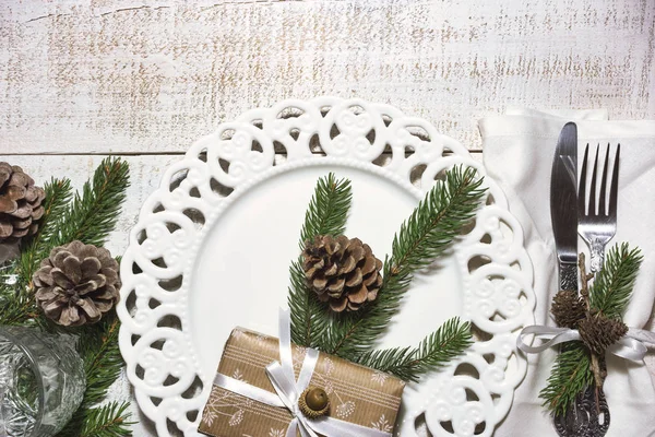 Christmas or festive table setting — Stock Photo, Image