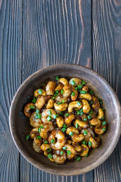 Portion Cashew Garnelen Rühren Braten — Stockfoto