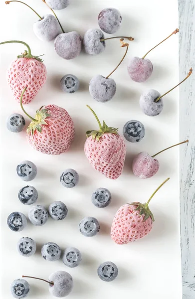 Assortment Frozen Berries White Plate — Stock Photo, Image