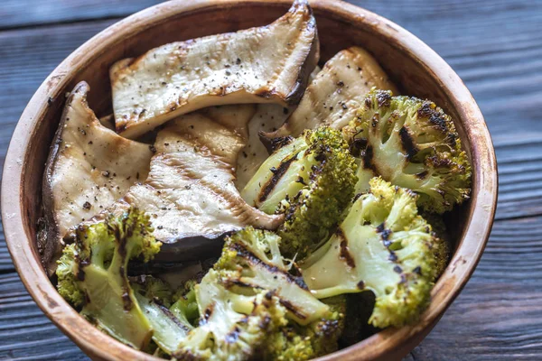 Champignons Grillés Huître Royale Brocoli — Photo