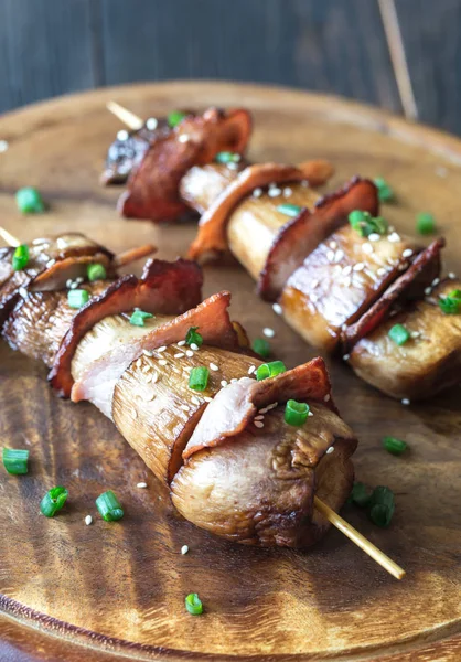 King Oyster Mushroom Skewers — Stock Photo, Image