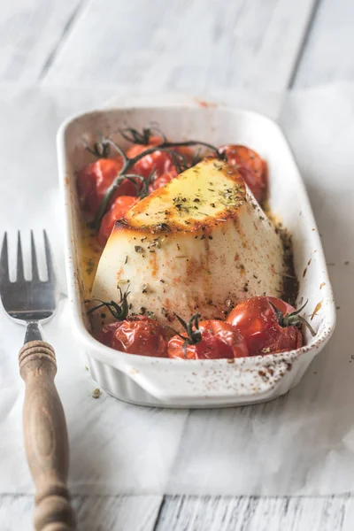 Ricota Assada Com Tomate Cereja — Fotografia de Stock