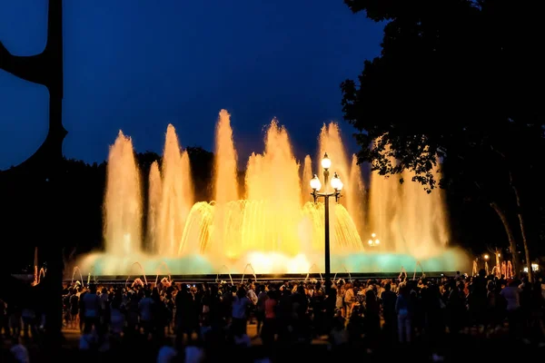 Barcelona Juli 2018 Magischer Brunnen Montjuic Light Show Der Nacht — Stockfoto