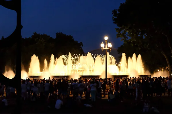 Barcelona July 2018 Magic Fountain Montjuic Light Show Night Barcelona — Stock Photo, Image