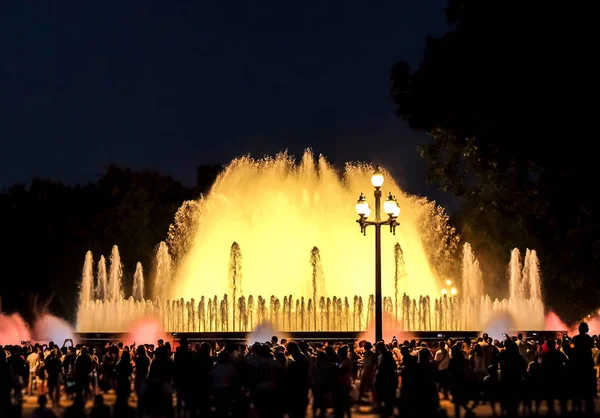 Barcelona Magische Fontein Van Montjuic Lichtshow — Stockfoto