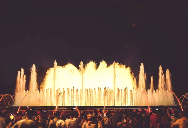 Barcelona July 2018 Magic Fountain Montjuic Light Show Night Barcelona — Stock Photo, Image