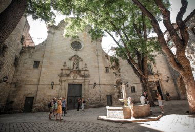 Barcelona, İspanya - 17 Temmuz 2018: Church Saint Philip Neri Barselona Gothic Mahallesi'nin bulunan bir barok tarzı kilisesidir