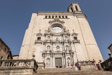 Girona, İspanya - 18 Temmuz 2018: The Girona Cathedral, olarak da bilinen Katedrali, Saint Mary Girona