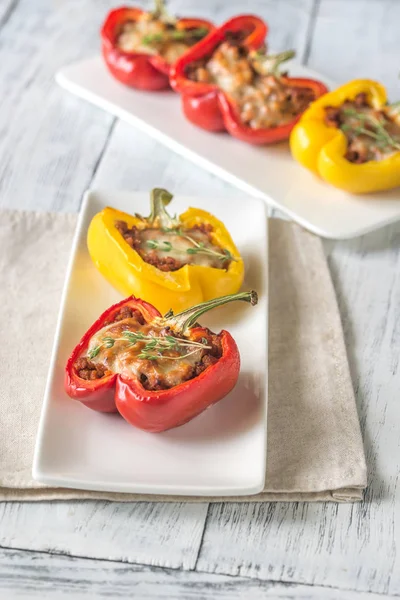 Stuffed Peppers Meat Mozzarella — Stock Photo, Image