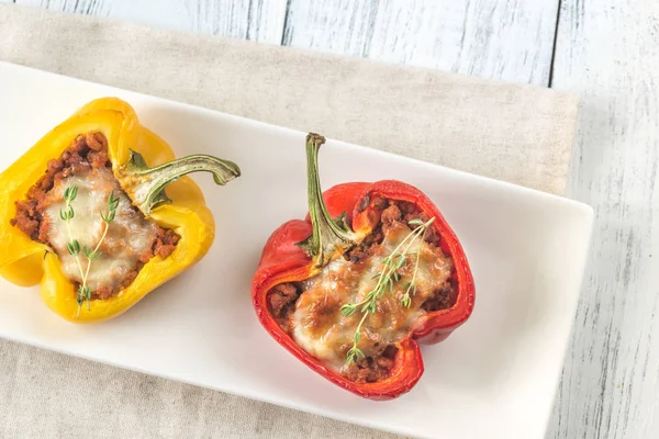 Stuffed Peppers Meat Mozzarella — Stock Photo, Image