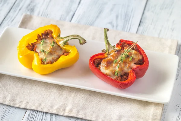 Stuffed Peppers Meat Mozzarella — Stock Photo, Image