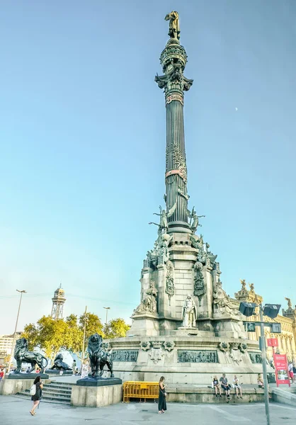 Barcelona Spanyolország 2018 Július Kilátás Columbus Emlékművet Barcelona Columbus Emlékmű — Stock Fotó