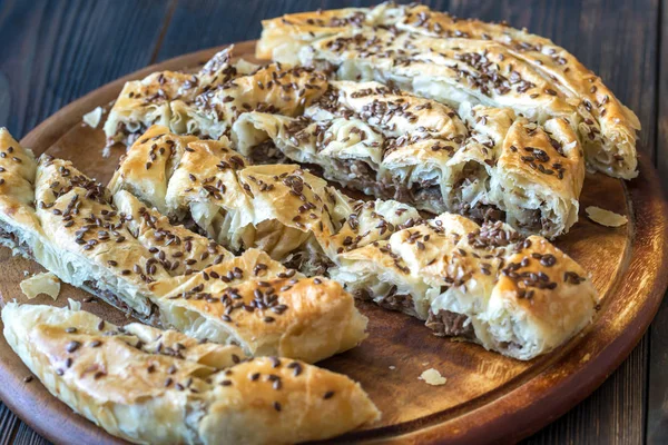 Spiral Phyllo Pie Veal Filling — Stock Photo, Image