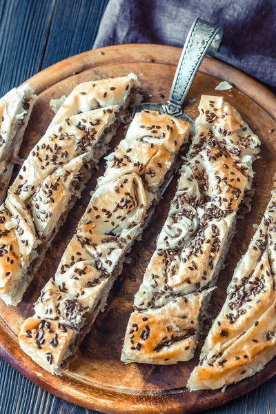 Spiral Phyllo Pie Veal Filling — Stock Photo, Image