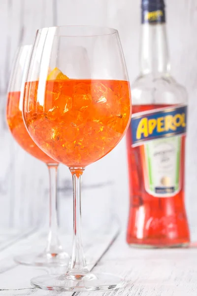 Soemy Oekraïne Augustus 2018 Glas Van Aperol Spritz Cocktail Met — Stockfoto