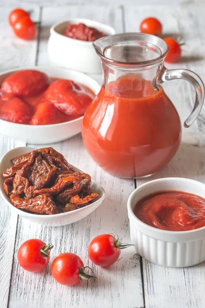 Sortimento Produtos Feitos Tomate — Fotografia de Stock