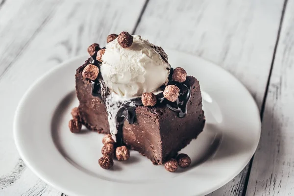 Chocolate Brownie Vanilla Ice Cream Cocoa Balls — Stock Photo, Image