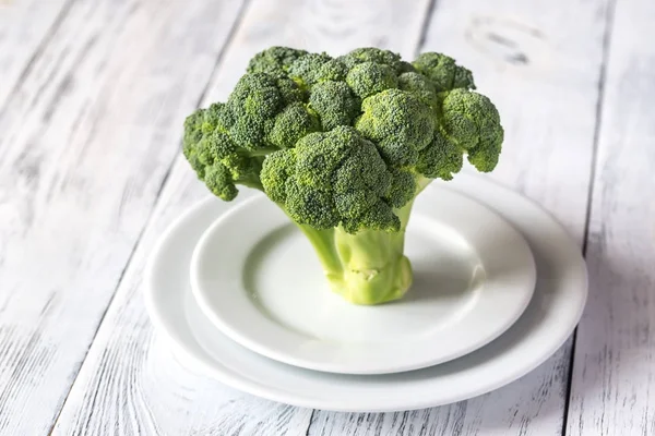 Fresh Broccoli White Plate — Stock Photo, Image