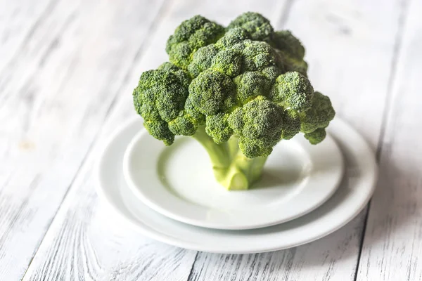 Fresh Broccoli White Plate — Stock Photo, Image