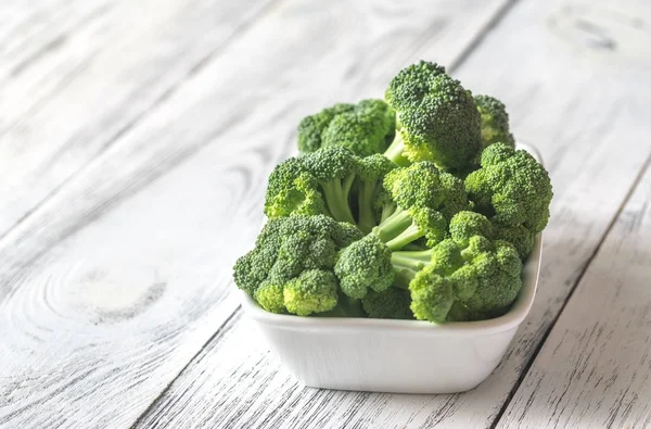 Färsk Broccoli Vit Skål — Stockfoto